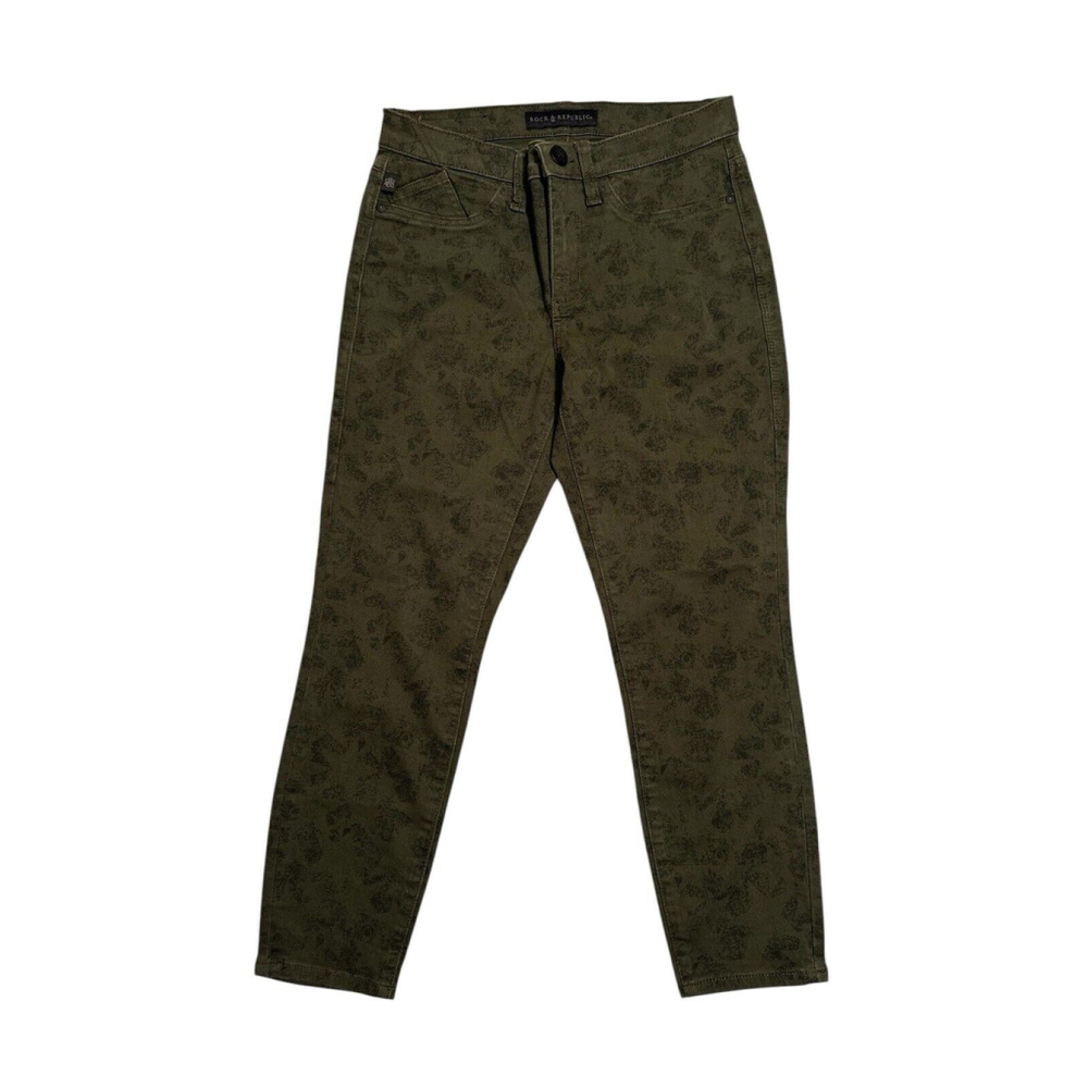 Rock & Republic Kashmiere Crop Denim Jean Womens 6 Green & Black R210649 Cropped